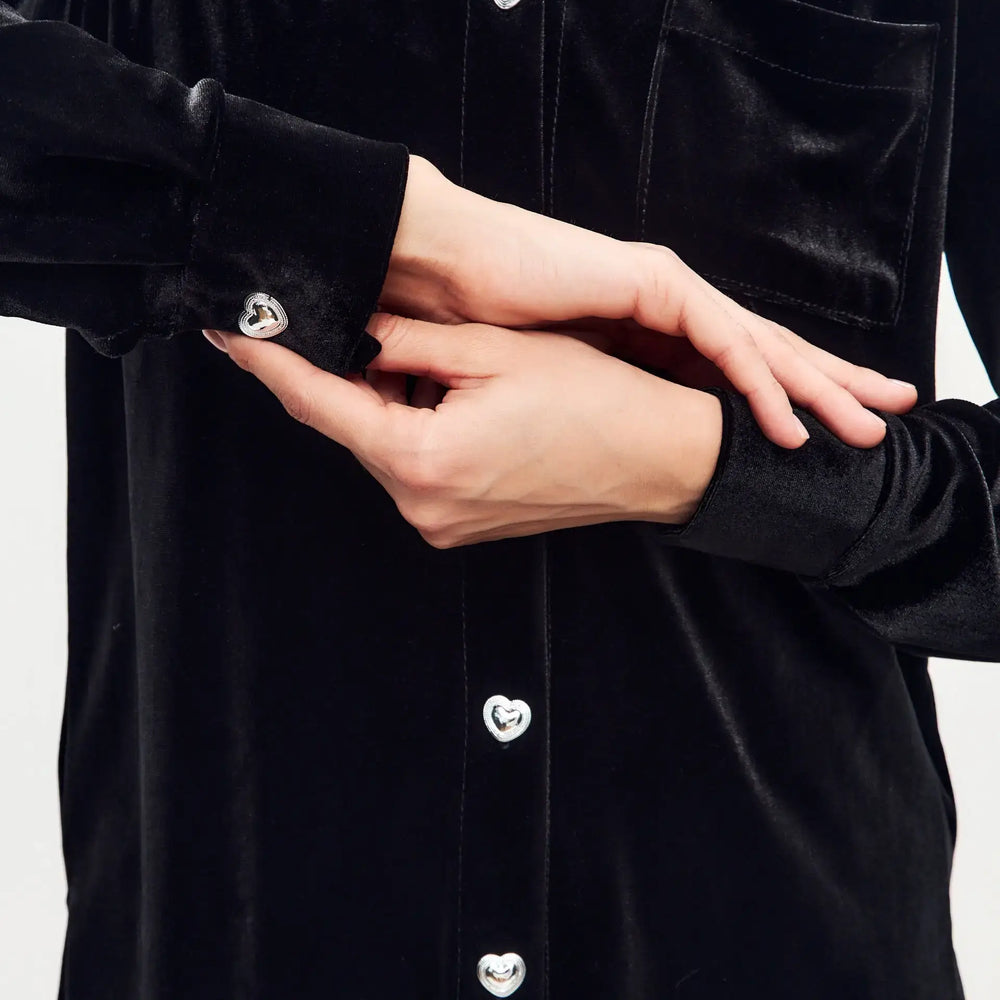
                  
                    Black velvet shirt
                  
                
