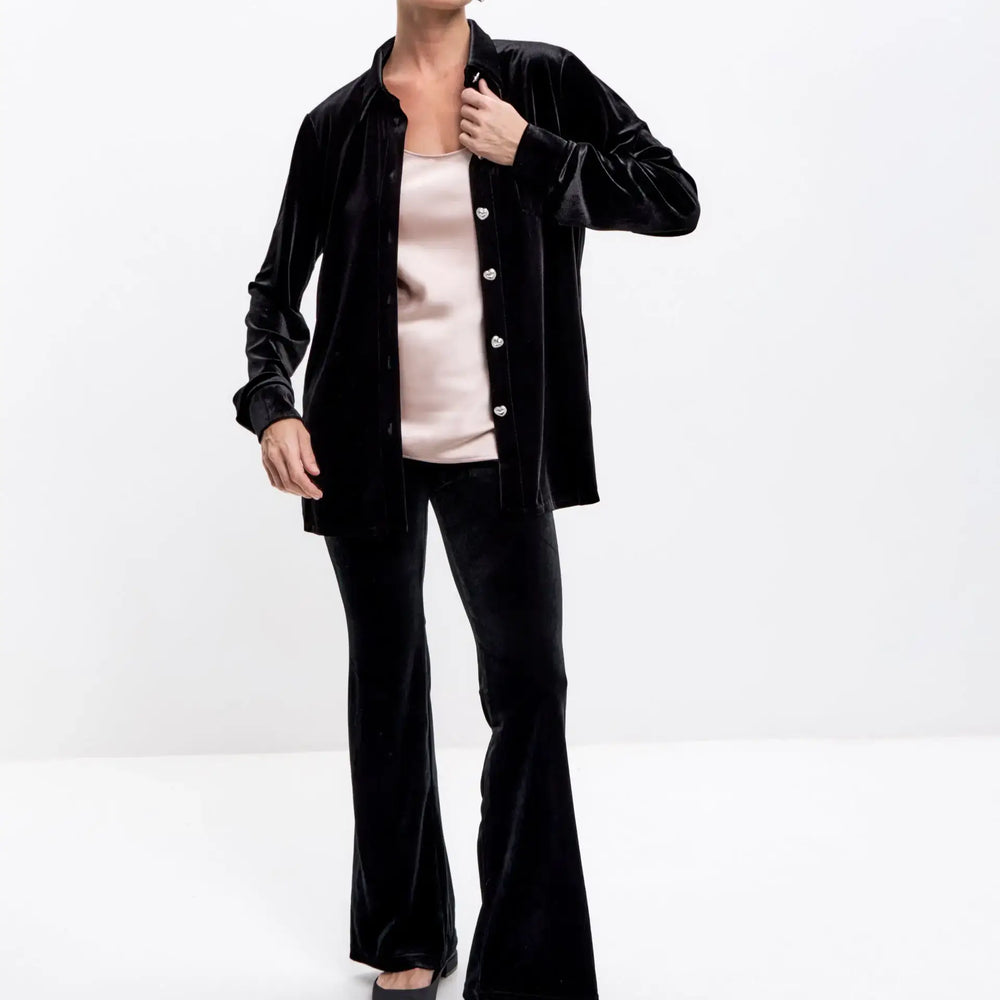 Black velvet trousers Petite