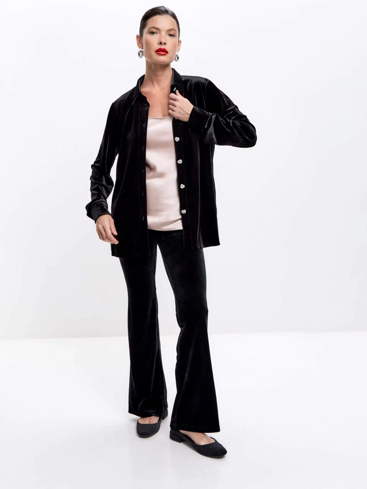 Black velvet trousers Petite