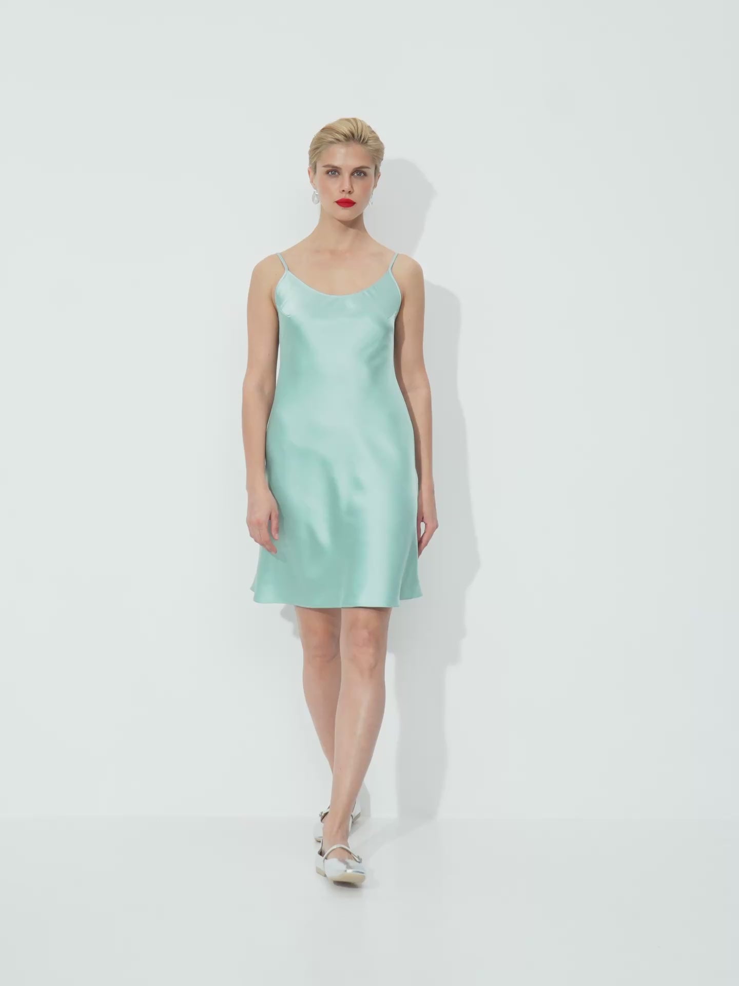 Pistachio mini satin slip dress 'Pure'