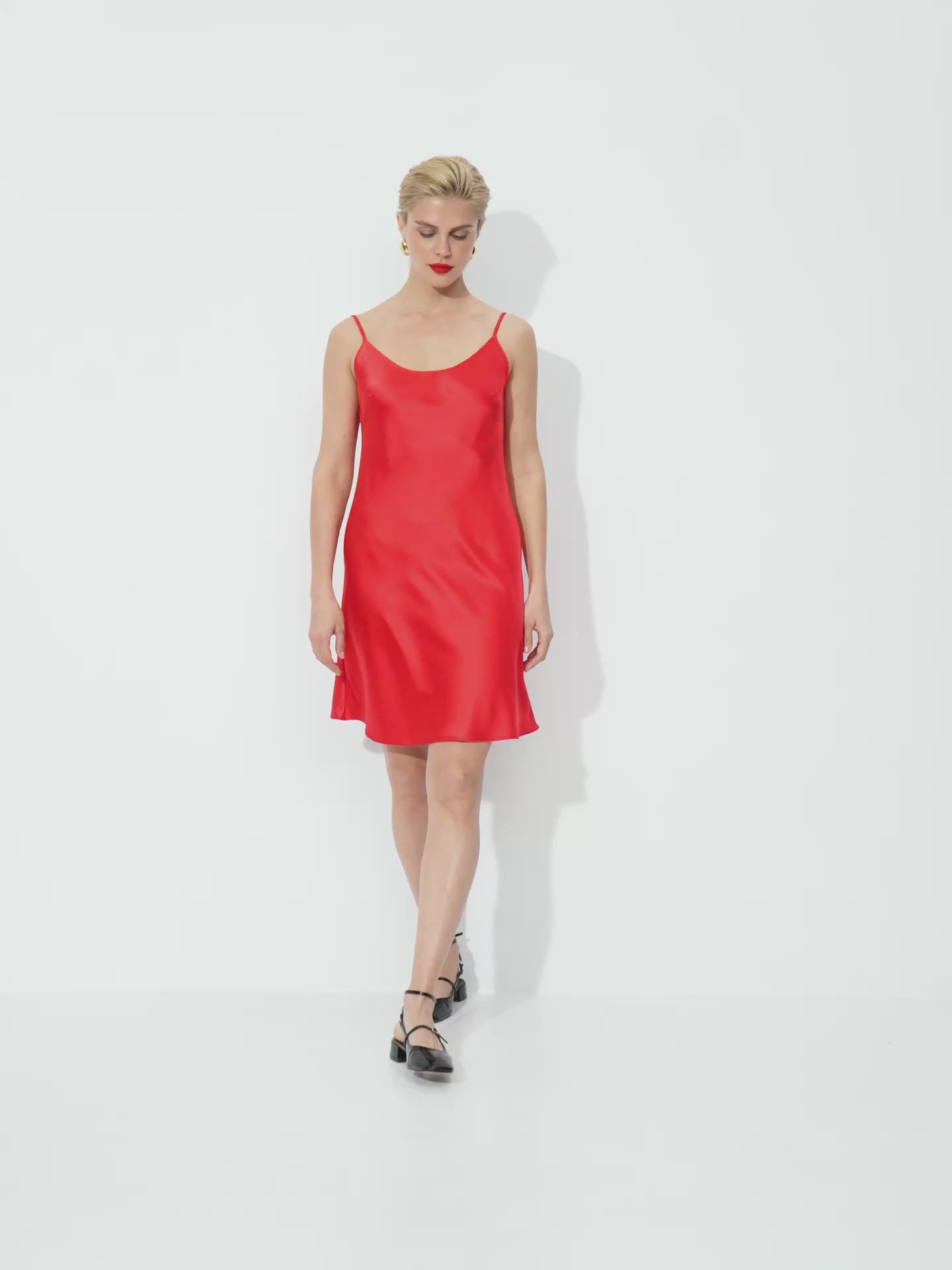 Red mini satin slip dress 'Pure'