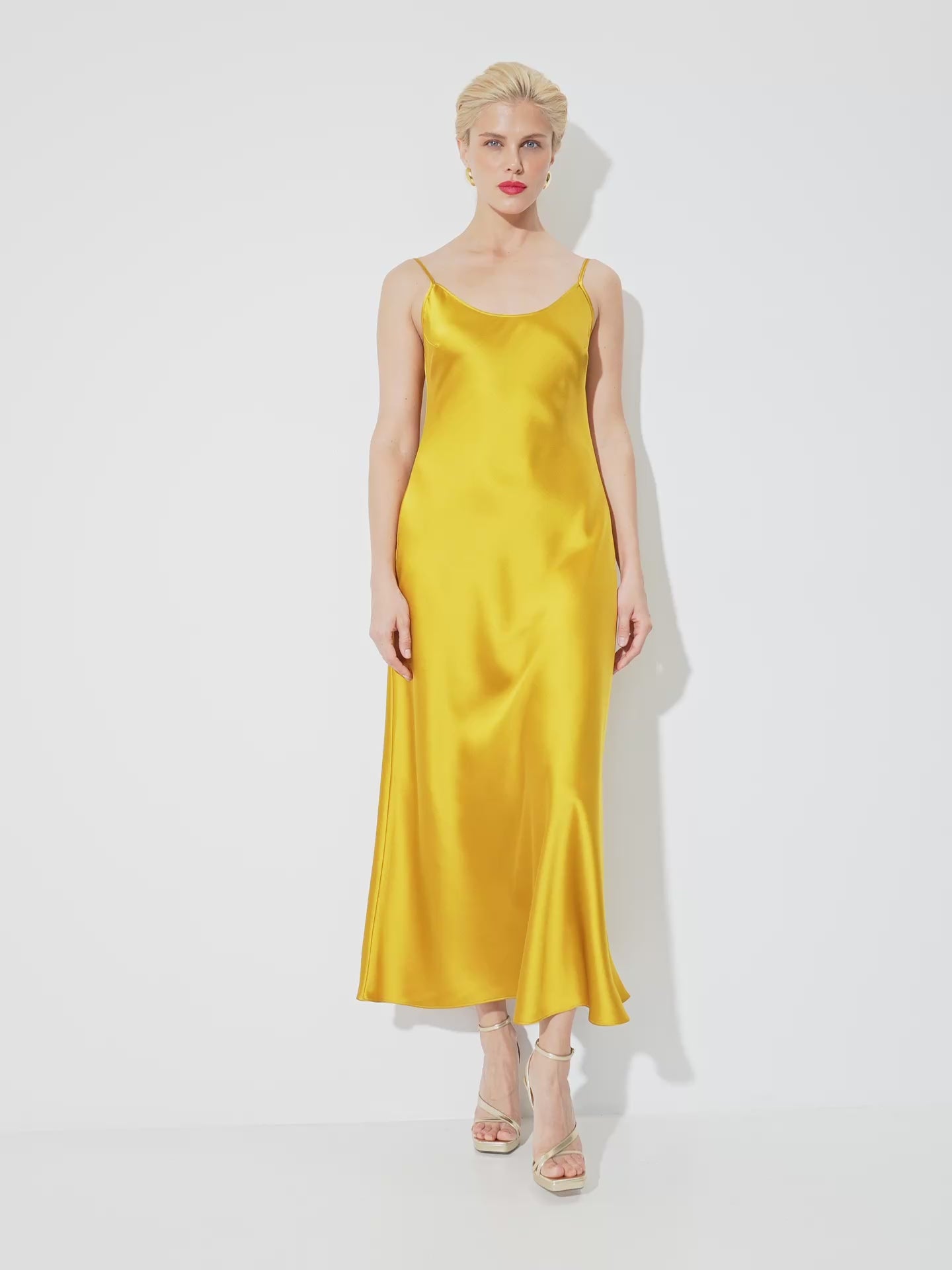 Dark gold satin slip dress 'Majestic'