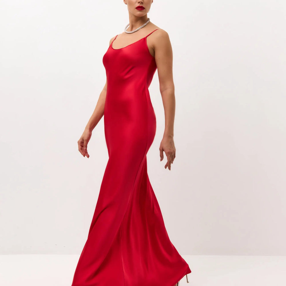 red silk slip dress long Long silk slip dress - Love red and dusty pink Ceres lace