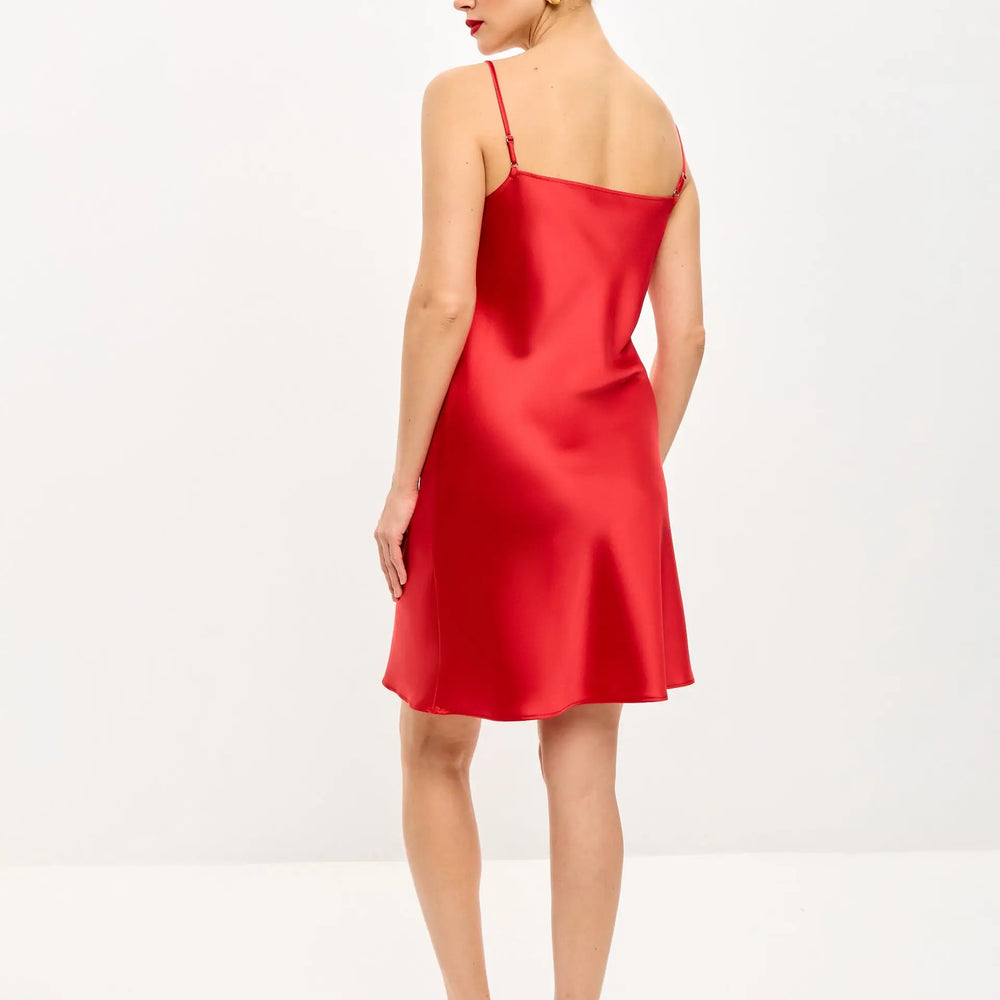 
                  
                    Red mini satin slip dress ’Pure’
                  
                