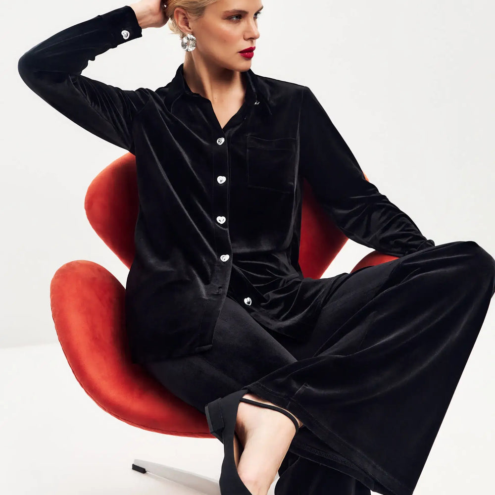 Black velvet shirt
