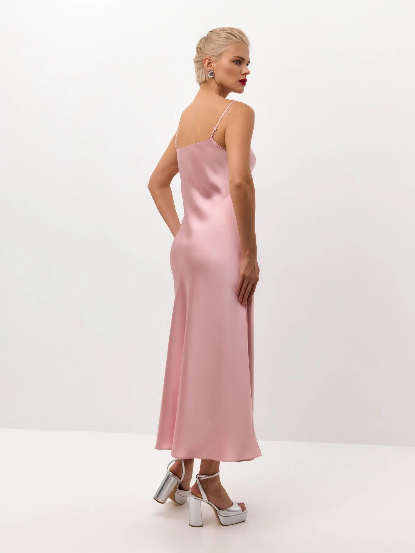 pink slip dress amazon Pink Satin Mini Dress