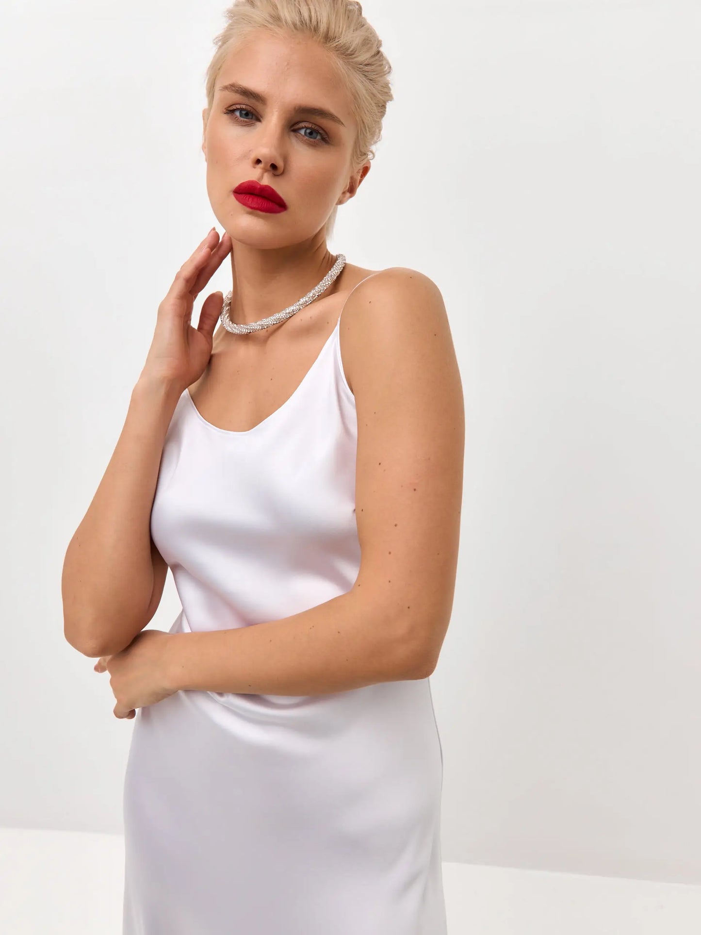 serena white satin skater dress Serena Silky Lace Bridal Mini Waverles