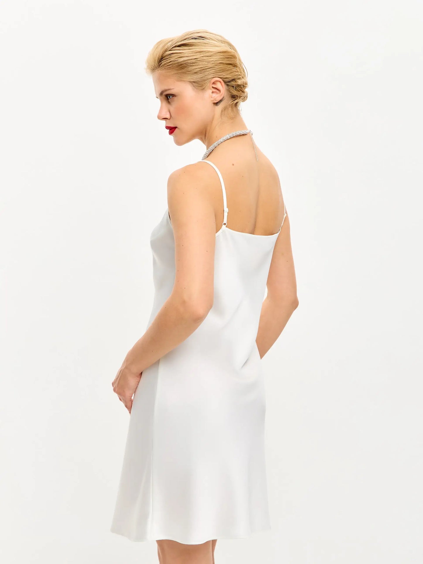 white satin mini slip dress Clemence Satin Mini Slipdress (Women)