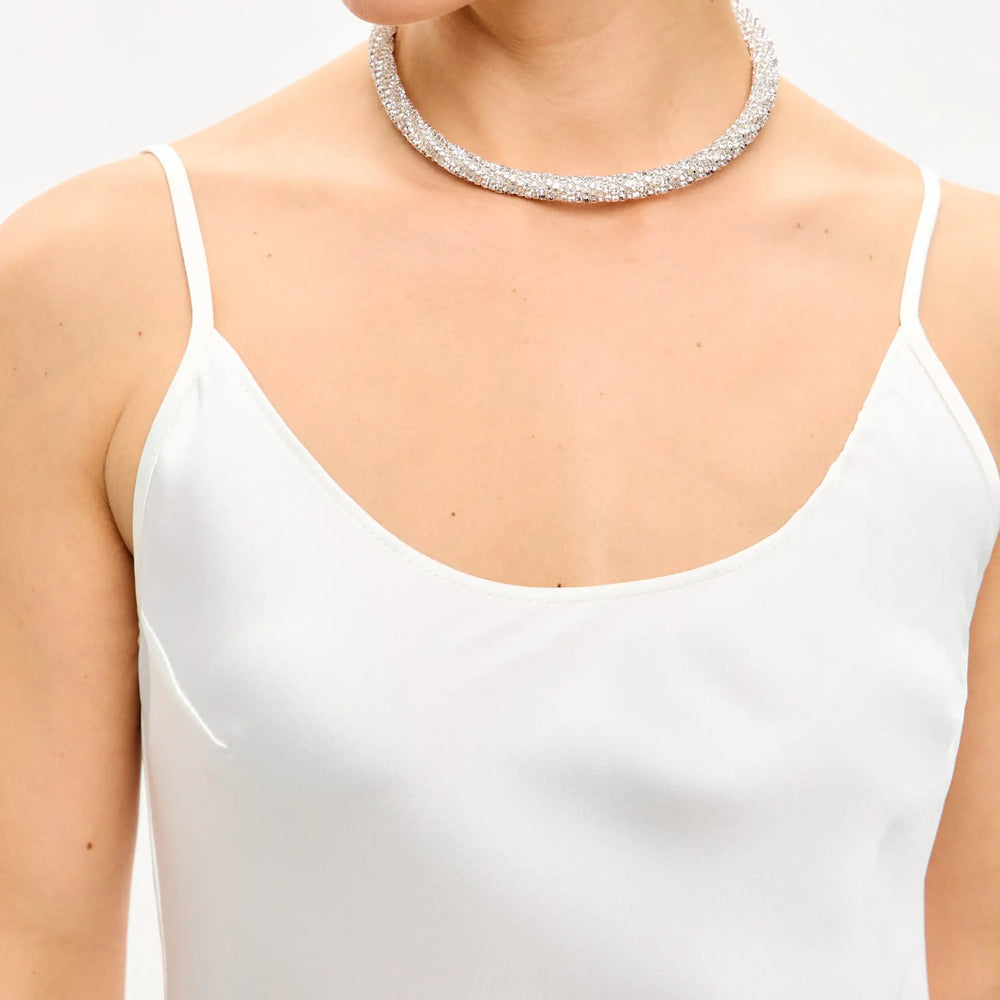 
                  
                    White mini satin slip dress ’Pure’
                  
                